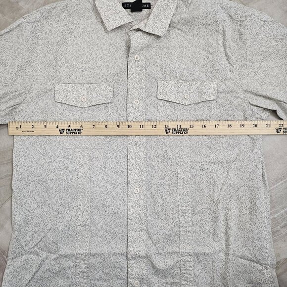 Structure Men's M White Gray Modern Fit Shirt Floral Print Short Sleeve - Picture 9 of 10